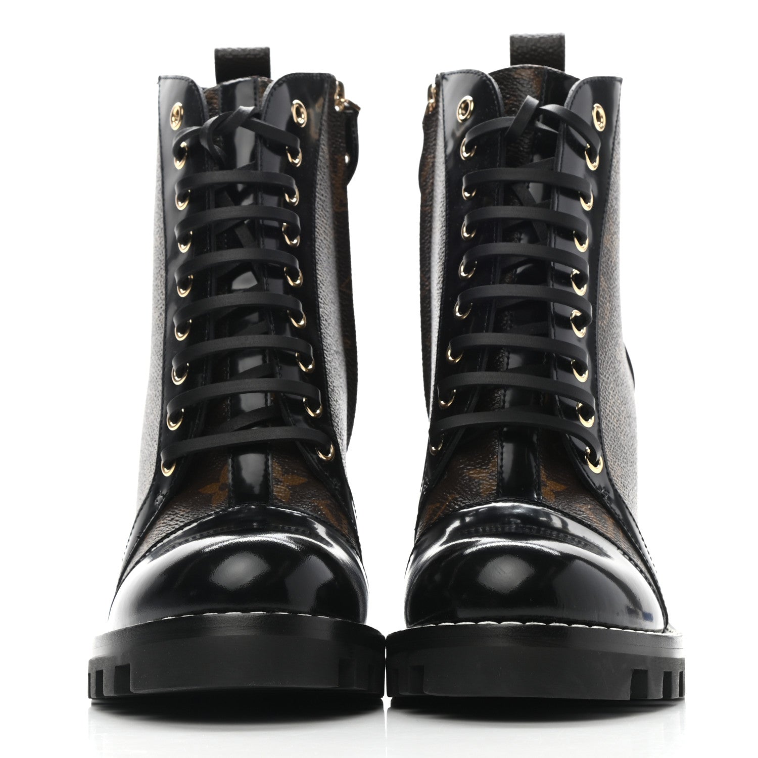 Louis Vuitton Patent Calfskin Monogram Star Trail Ankle Boots 38 Black 2 of 7