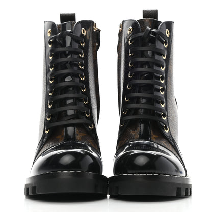 Louis Vuitton Patent Calfskin Monogram Star Trail Ankle Boots 38 Black 2 of 7