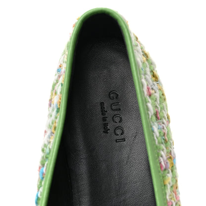 Gucci Tweed Multicolor Malaga Kid Horsebit Womens Jordaan Loafers 38 Green Multicolor 7 of 10