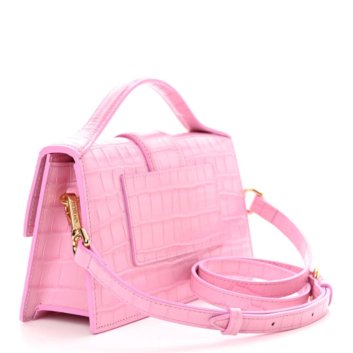 Jacquemus Calfskin Crocodile Embossed Le Grand Bambino Pink 3 of 10