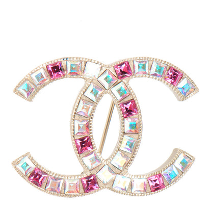 Chanel Crystal Baguette CC Brooch Silver Pink 1 of 5