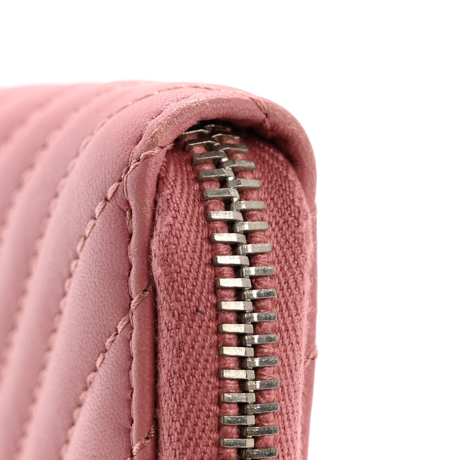 Chanel Lambskin Quilted Crossing Zip Around Coin Purse Pink 8 of 10