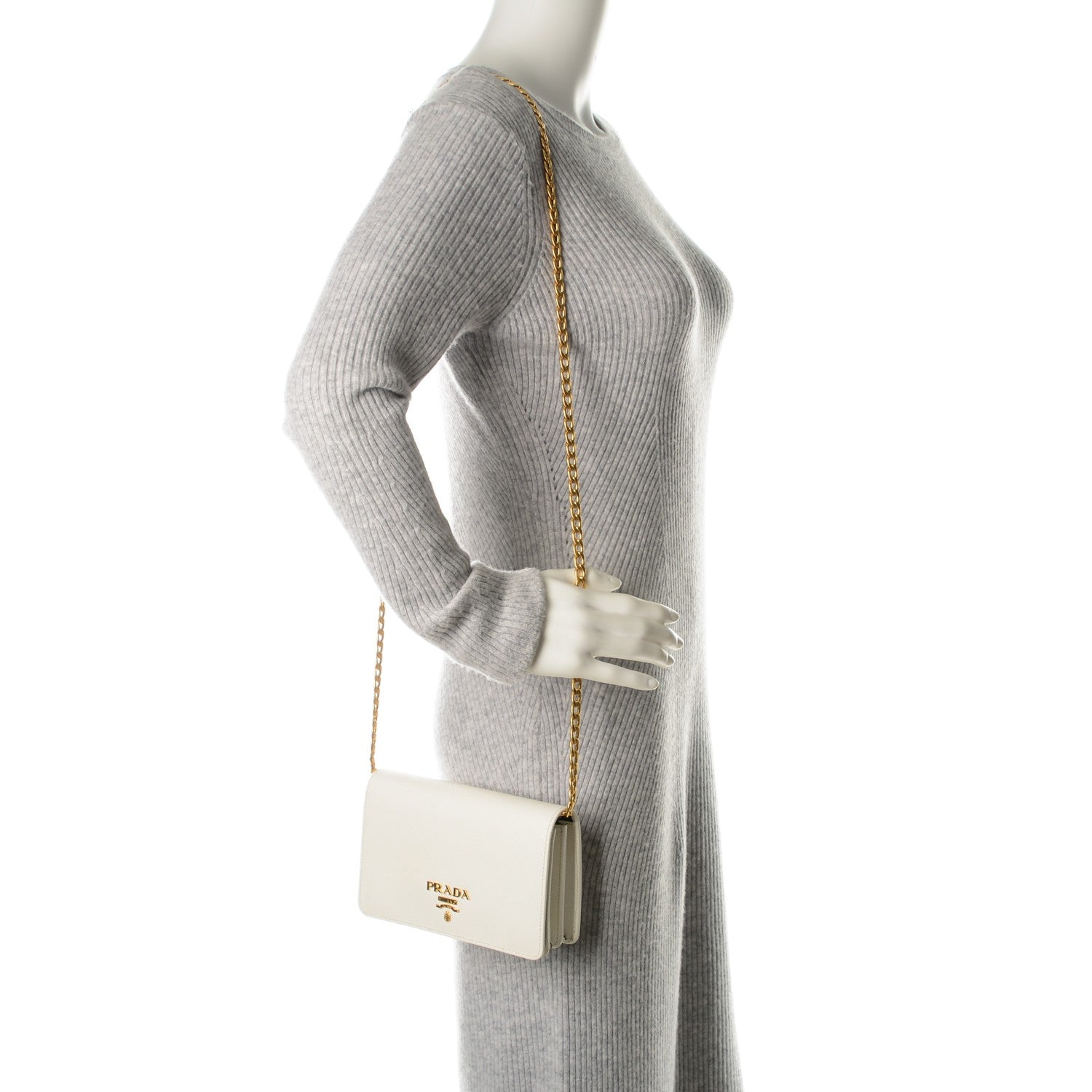 Prada Saffiano Lux Crossbody Bag Bianco 2 of 7