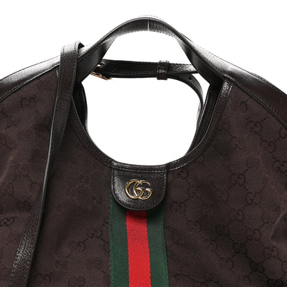 Gucci Denim GG Monogram Web Small Giglio Tote Dark Brown 8 of 11