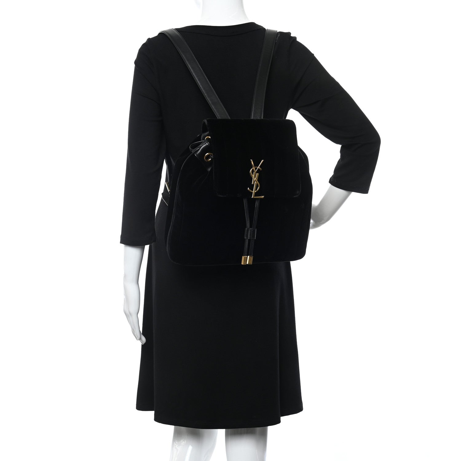 Saint Laurent Velvet Matelasse Vicky Backpack Black 2 of 14