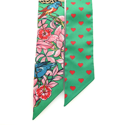 Hermes Silk Jungle Love Love Twilly Emeraude Rose Brun 2 of 4