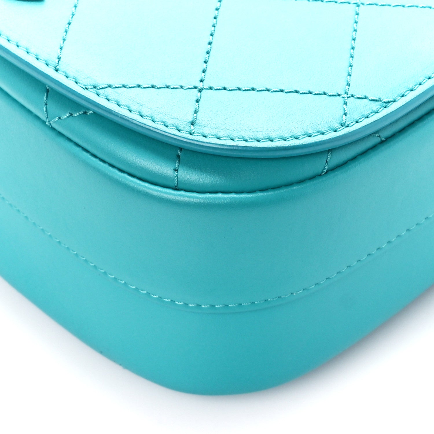 Chanel Calfskin Stitched Small Ring My Bag Flap Crossbody Turquoise 10 of 10