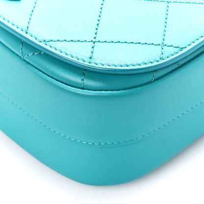 Chanel Calfskin Stitched Small Ring My Bag Flap Crossbody Turquoise 10 of 10