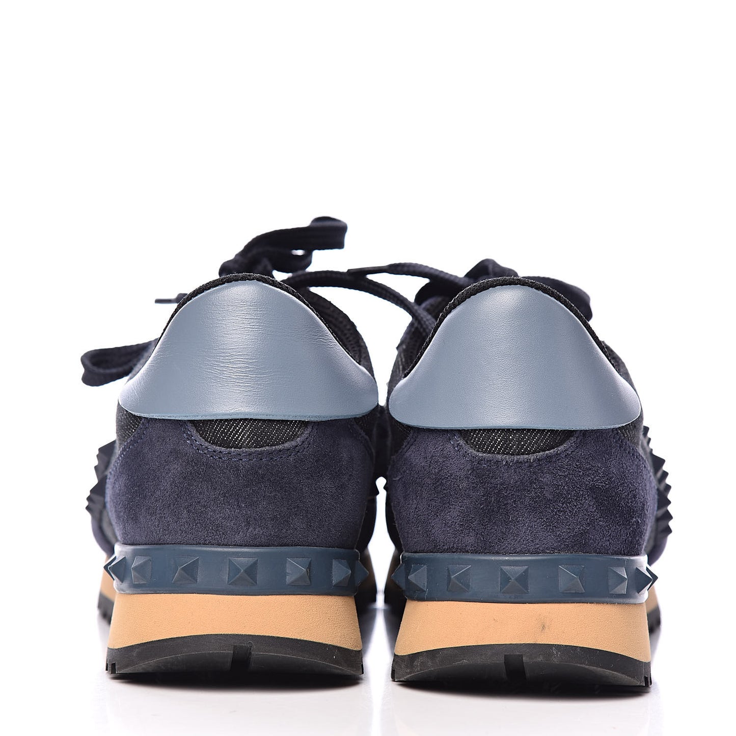 Denim Calfskin Suede Rockstud Sneakers 35.5 Deep Denim