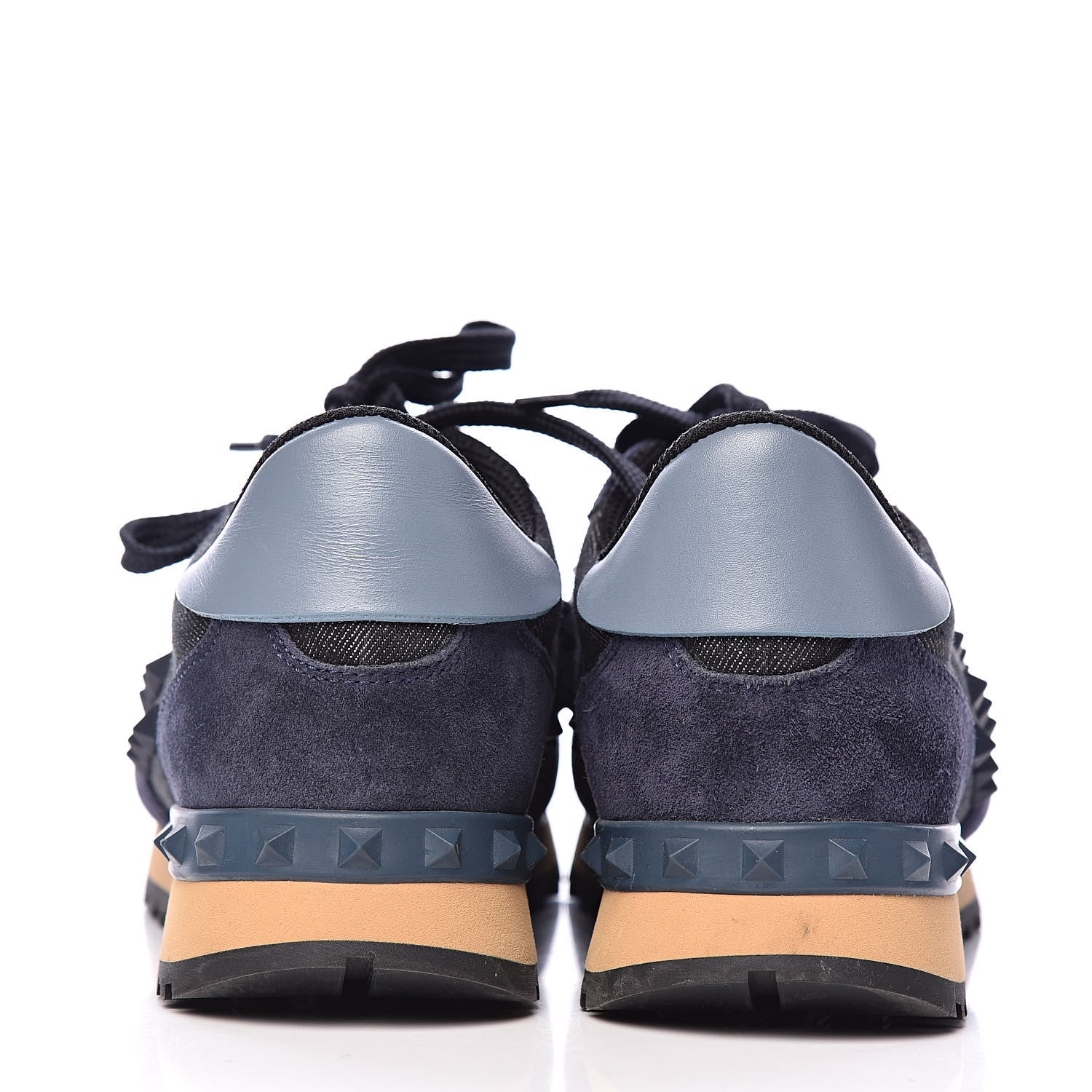 Valentino Garavani Denim Calfskin Suede Rockstud Sneakers 35.5 Deep Denim 10 of 11