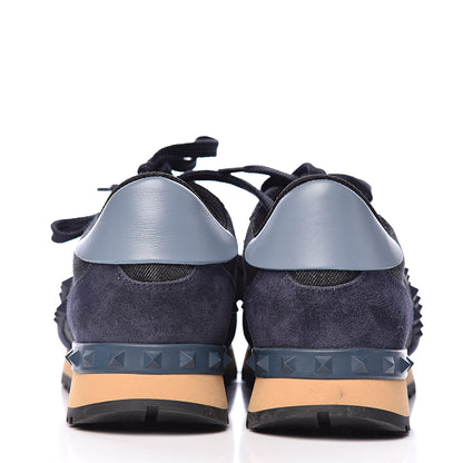 Valentino Garavani Denim Calfskin Suede Rockstud Sneakers 35.5 Deep Denim 10 of 11