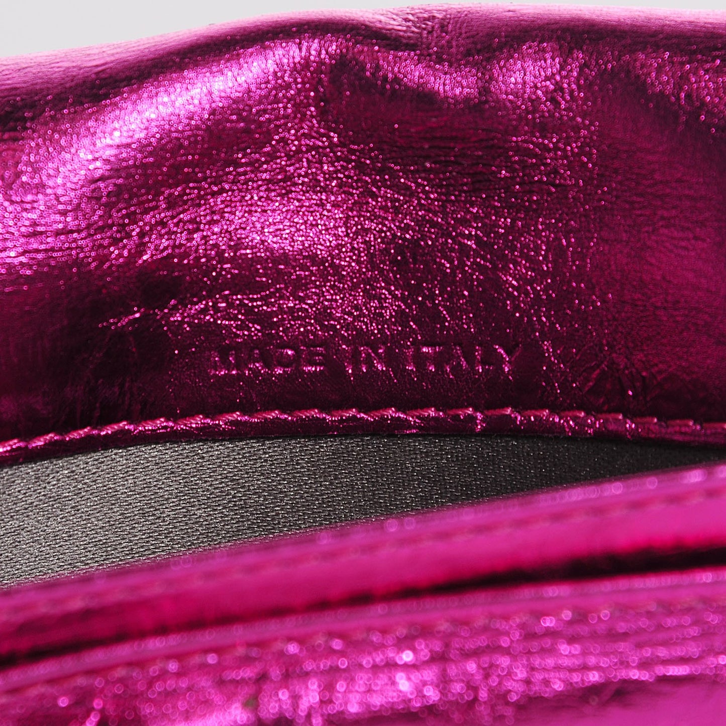 Metallic Calfskin Bow Yen Wallet Pink