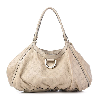 Gucci Guccissima Large D Gold Ring Shoulder Bag Off White 1 of 14