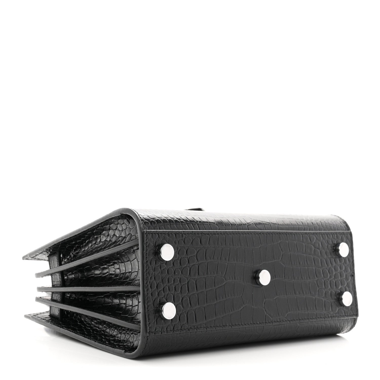 Saint Laurent Calfskin Crocodile Embossed Nano Sac De Jour Black 4 of 10