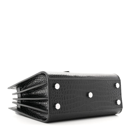 Saint Laurent Calfskin Crocodile Embossed Nano Sac De Jour Black 4 of 10