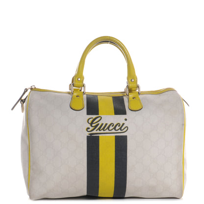 Gucci GG Plus Monogram Web Stripe Medium Joy Boston Yellow 1 of 7