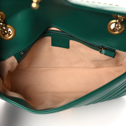 Gucci Calfskin Matelasse Small GG Marmont Shoulder Bag Emerald Green 5 of 9