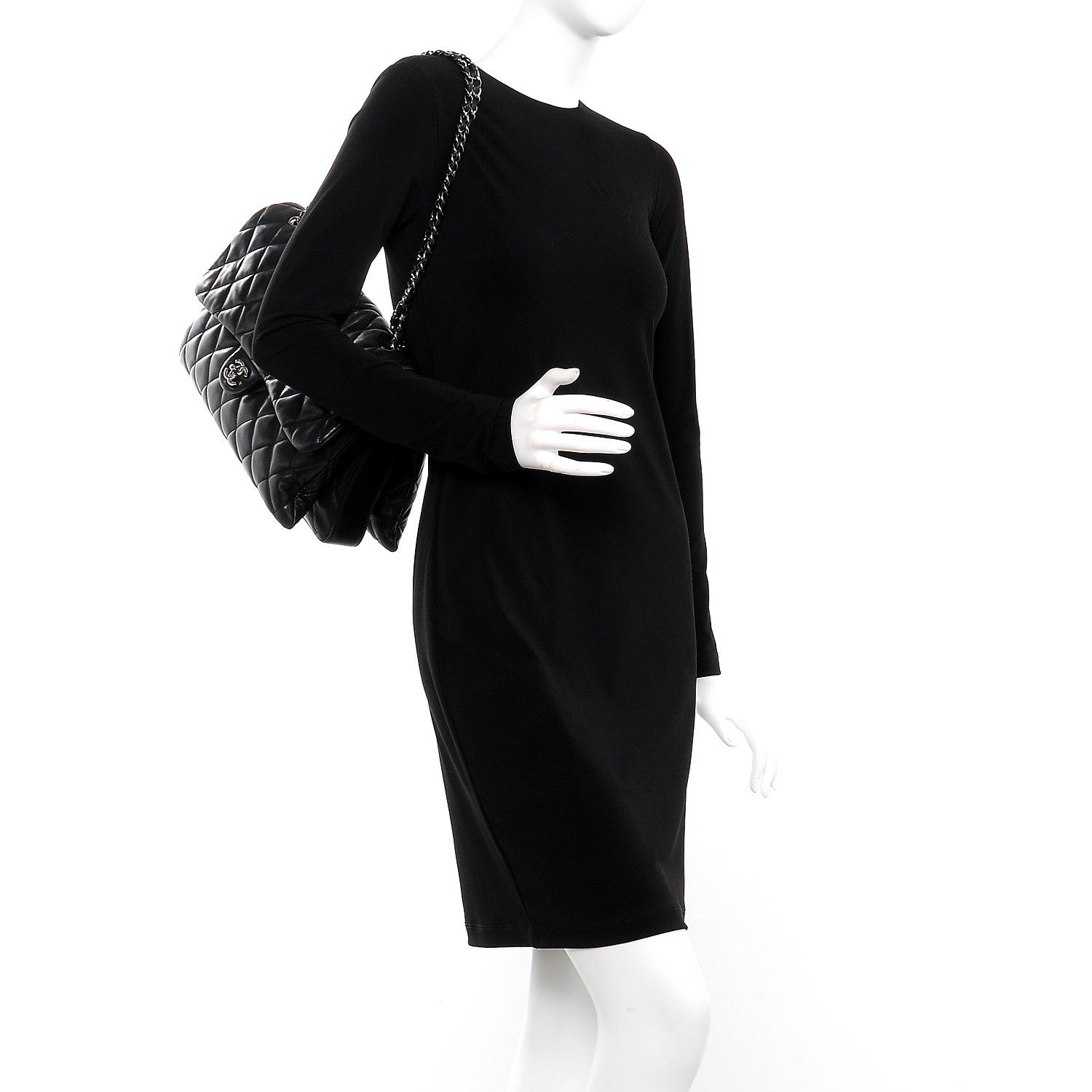 Chanel Lambskin Quilted Maxi 3 Flap Black 2 of 7