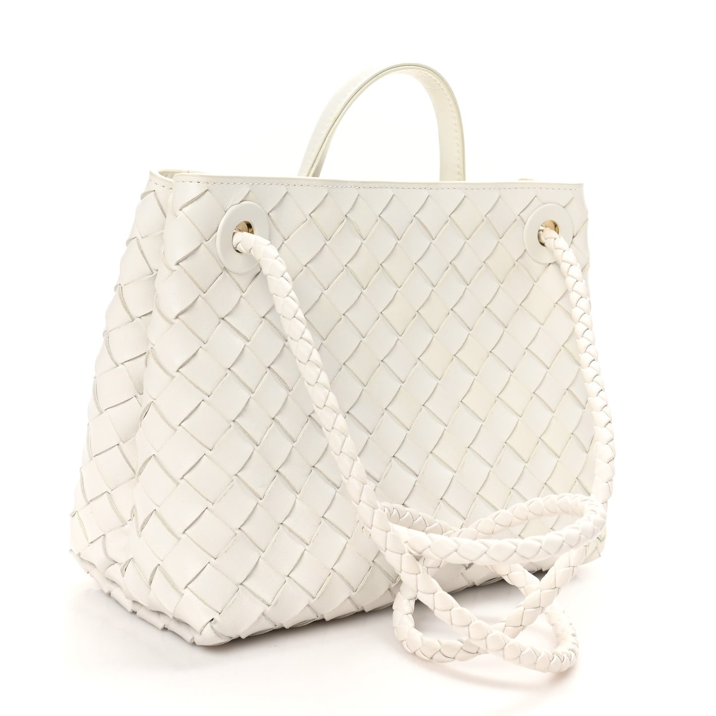 Nappa Intrecciato Small Andiamo Shoulder Bag White