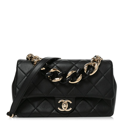 Chanel Lambskin Quilted Resin Bi-Color Chain Flap Bag Black 1 of 10