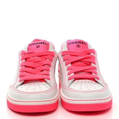 Chanel Calfskin Womens Logo Sneakers 36 Fuchsia White 2 of 11