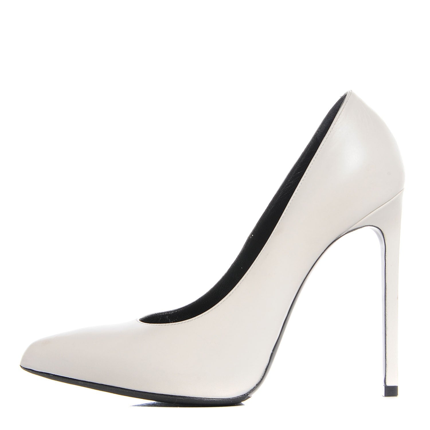 Saint Laurent Calfskin Classic Paris 105 Escarpin Pumps 37 Dove White 1 of 8