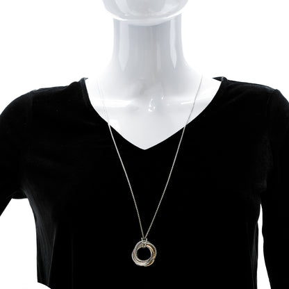 David Yurman Sterling Silver 14K Yellow Gold 28mm Crossover Pendant Necklace 2 of 5