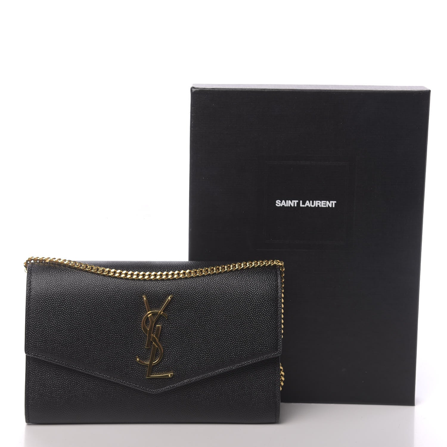 Saint Laurent Grain De Poudre Uptown Chain Wallet Black 12 of 12