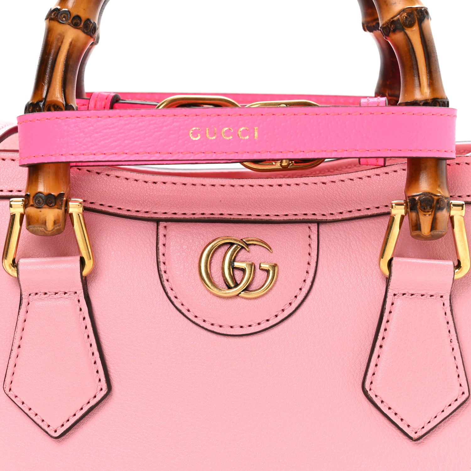 Gucci Wonka Grain Calfskin Mini Diana Tote Bag Wild Rose Fuxia Fluo 7 of 9