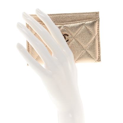 Chanel Metallic Lambskin Quilted CC Card Holder Gold 2 of 9