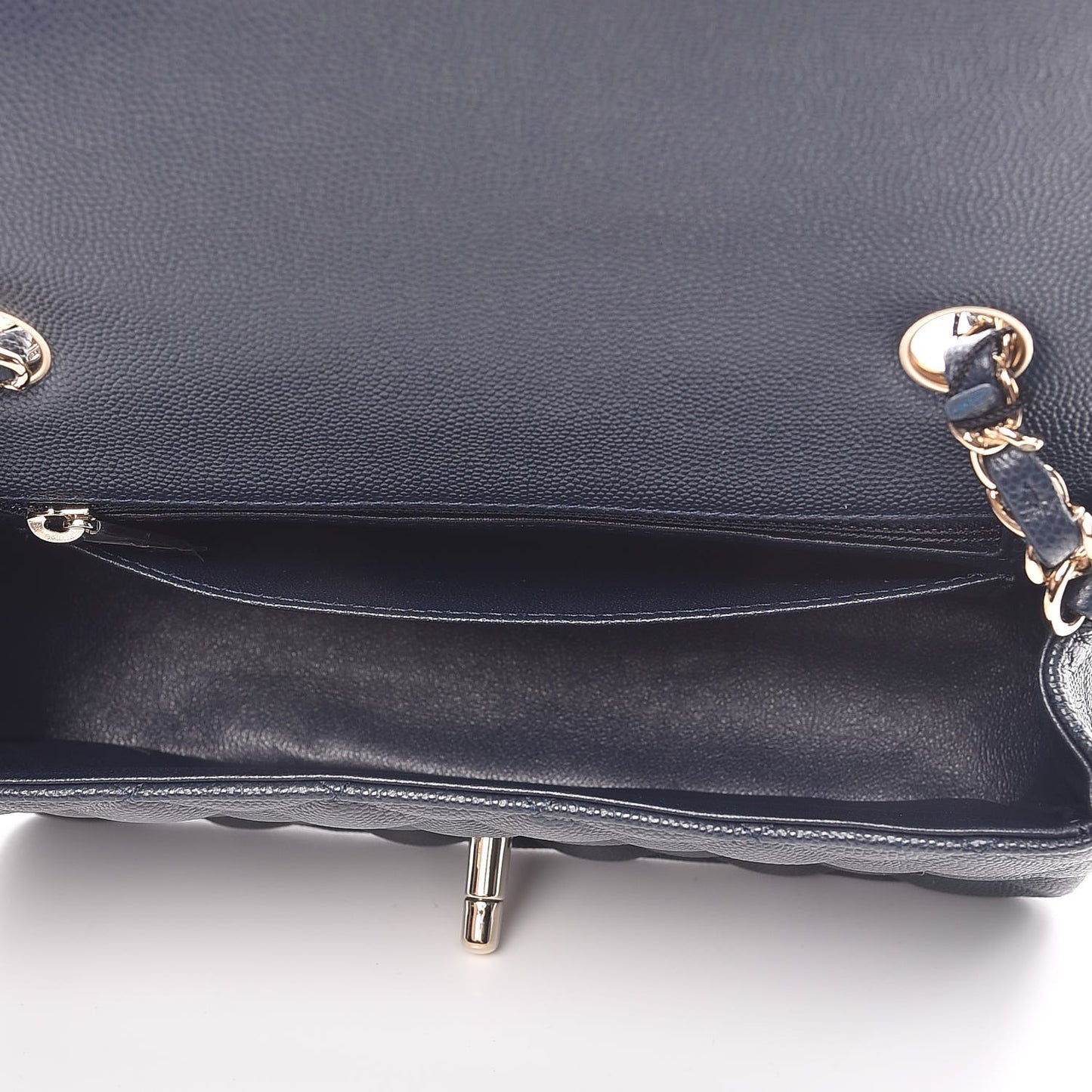 Caviar Quilted Mini Rectangular Flap Navy