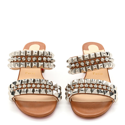Christian Louboutin Calfskin Studded Tina Goes Mad 55 Slide Sandals 37 Cuoio 2 of 12