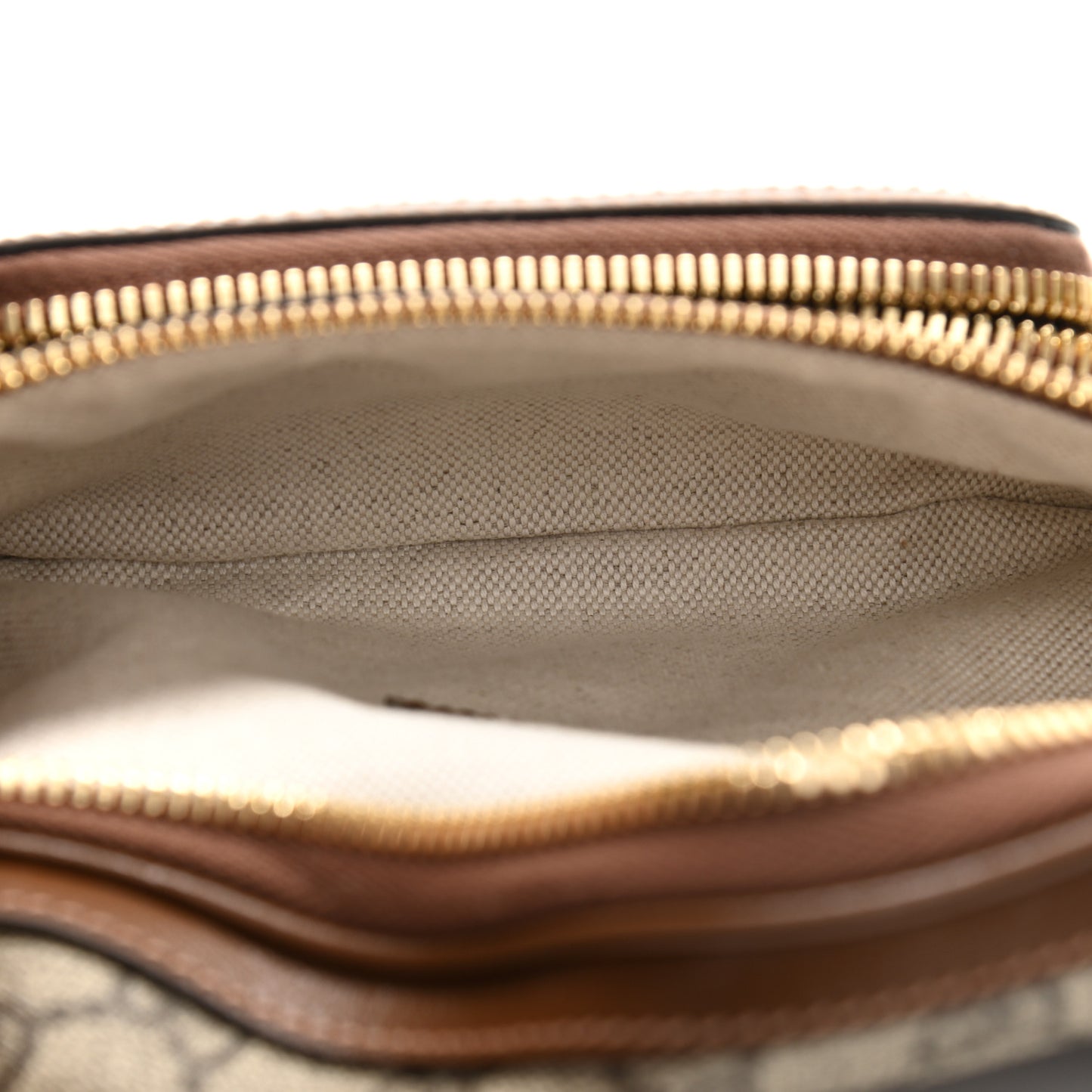 GG Supreme Monogram Textured Calfskin Retro Interlocking G Belt Bag Beige Ebony Brown Sugar