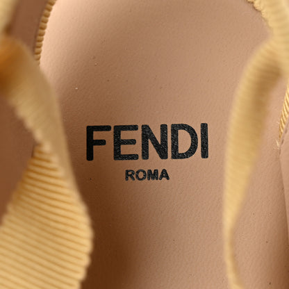 Fendi Raffia FF Embroidered Roma Ankle Wrap Espadrille Wedges 35 Natural 8 of 10