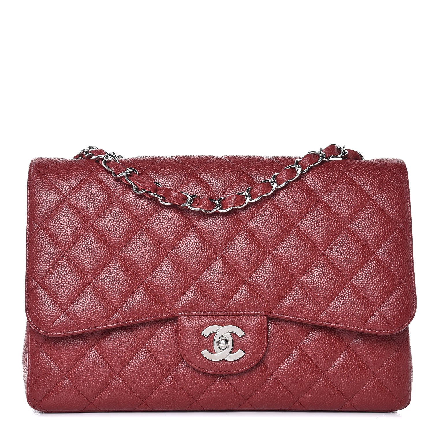 Chanel Caviar Quilted Jumbo Single Flap Red 1 of 8