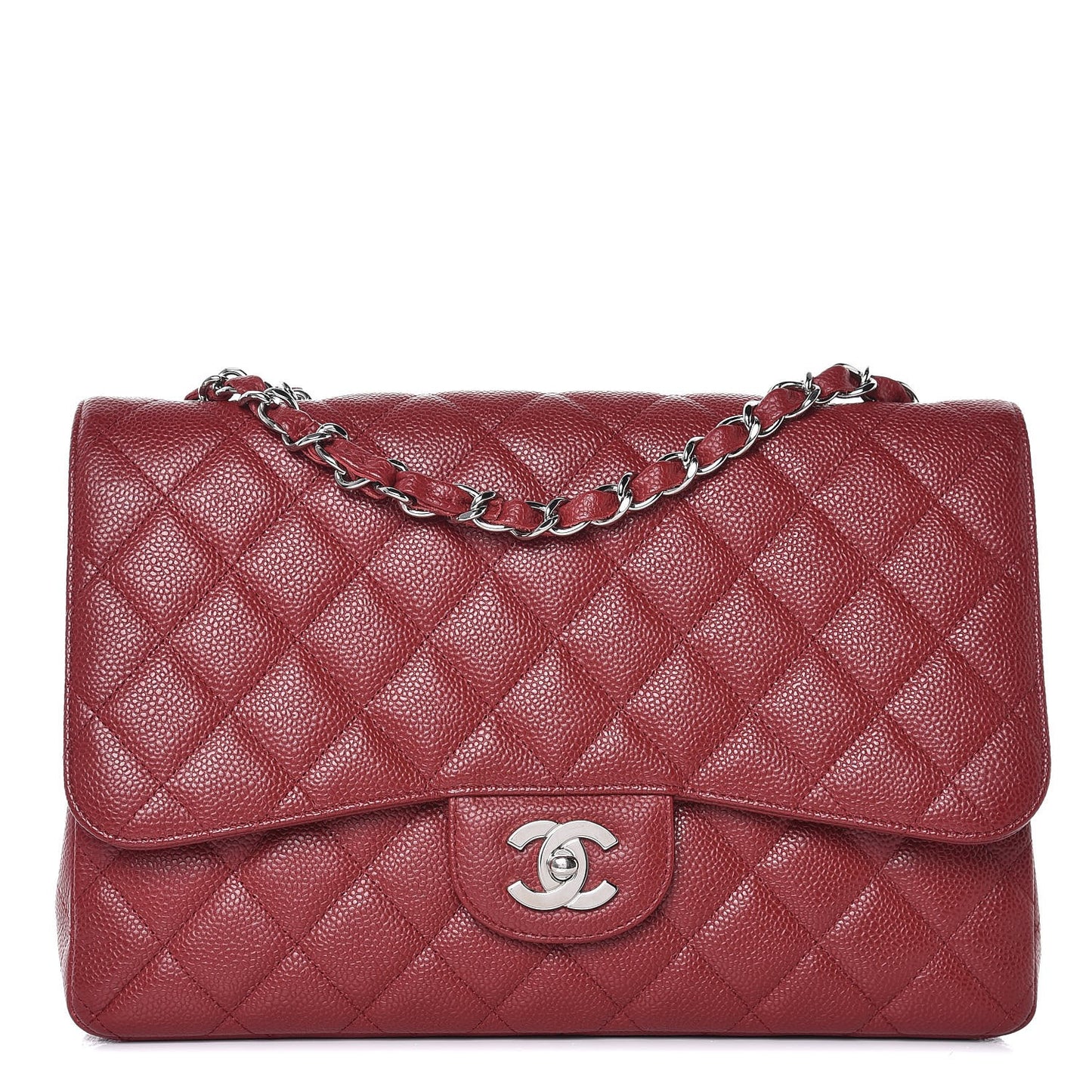 Caviar Quilted Jumbo Single Flap Red
