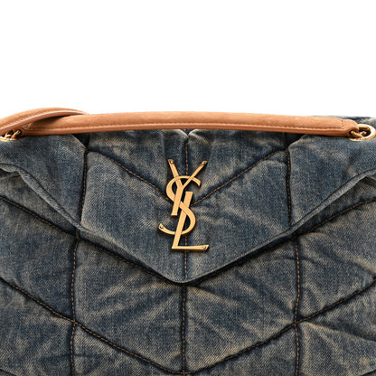 Saint Laurent Denim Quilted Small Loulou Puffer Monogram Chain Satchel Blue Cinnamon 8 of 11