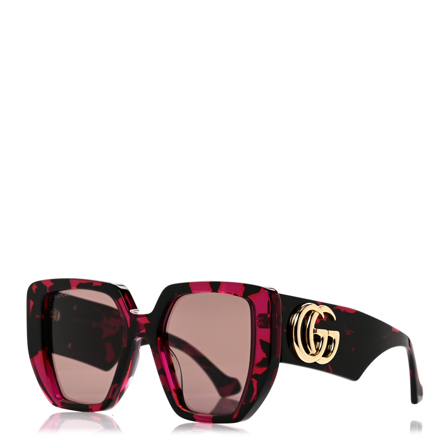 Gucci Acetate Square Frame Sunglasses GG0956S Black Pink 1 of 7