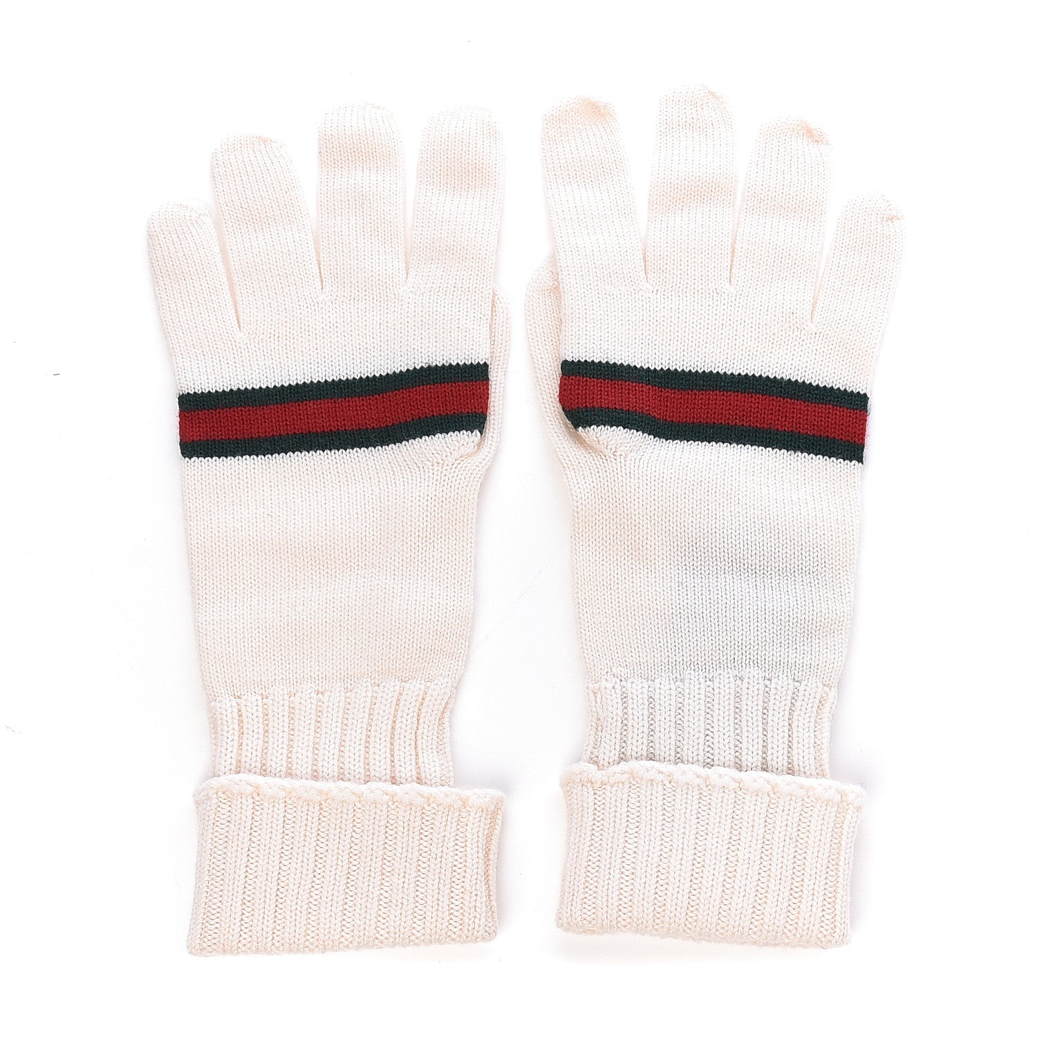 Gucci Wool Web Gloves Large White 2 of 3