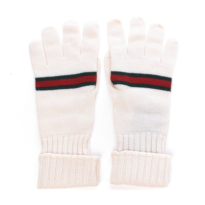 Gucci Wool Web Gloves Large White 2 of 3