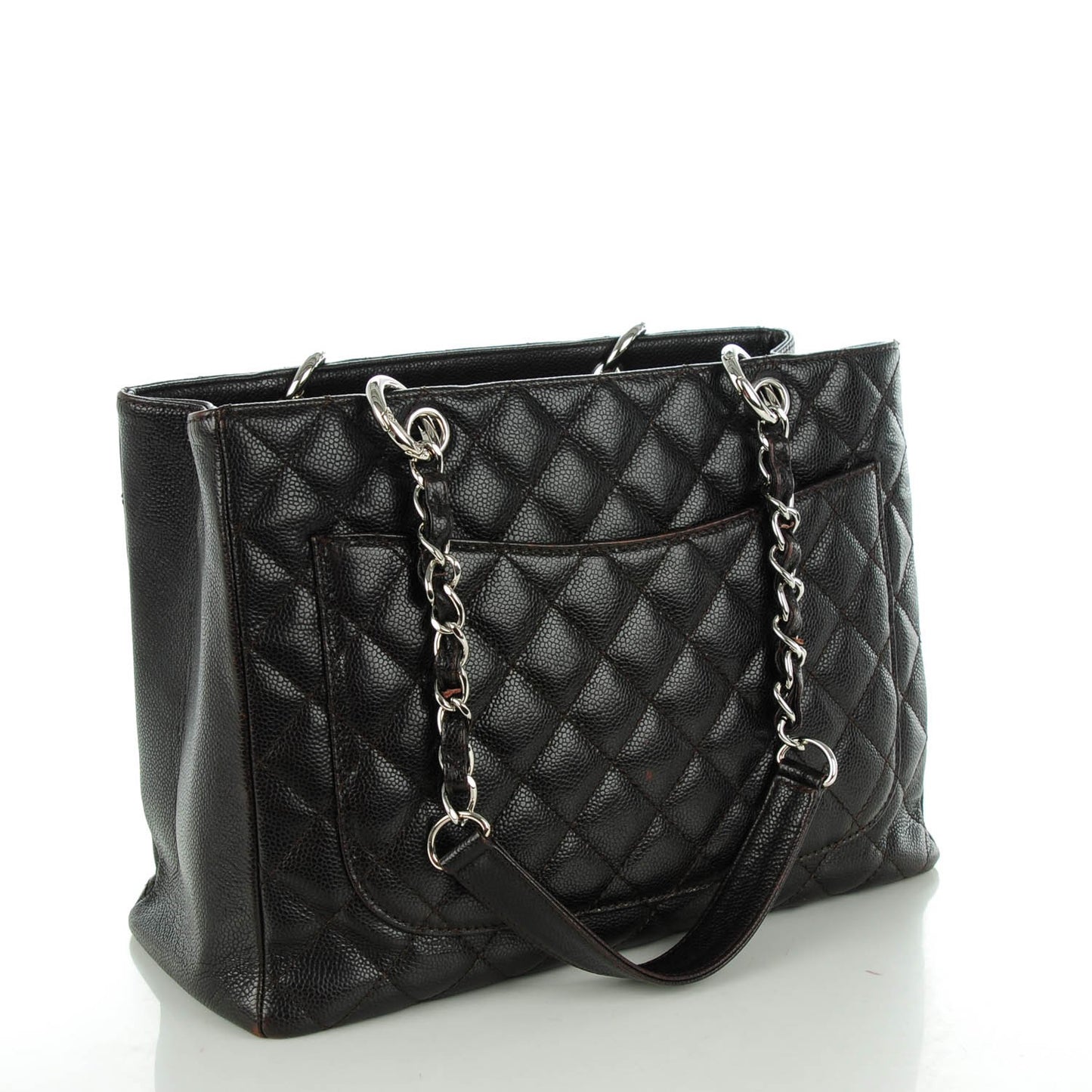 Caviar Quilted Grand Shopping Tote GST Dark Brown