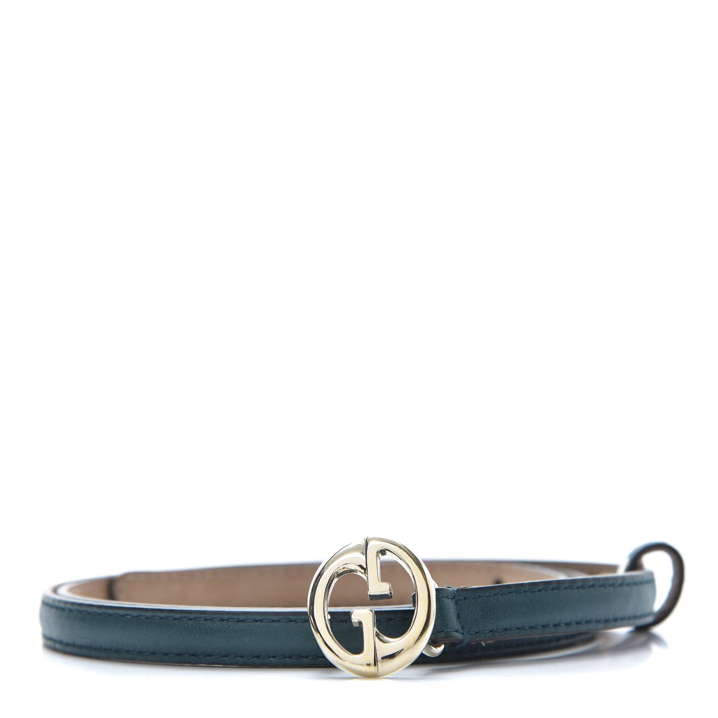 Calfskin 1973 Buckle Skinny Belt 80 32 Deep Cobalt