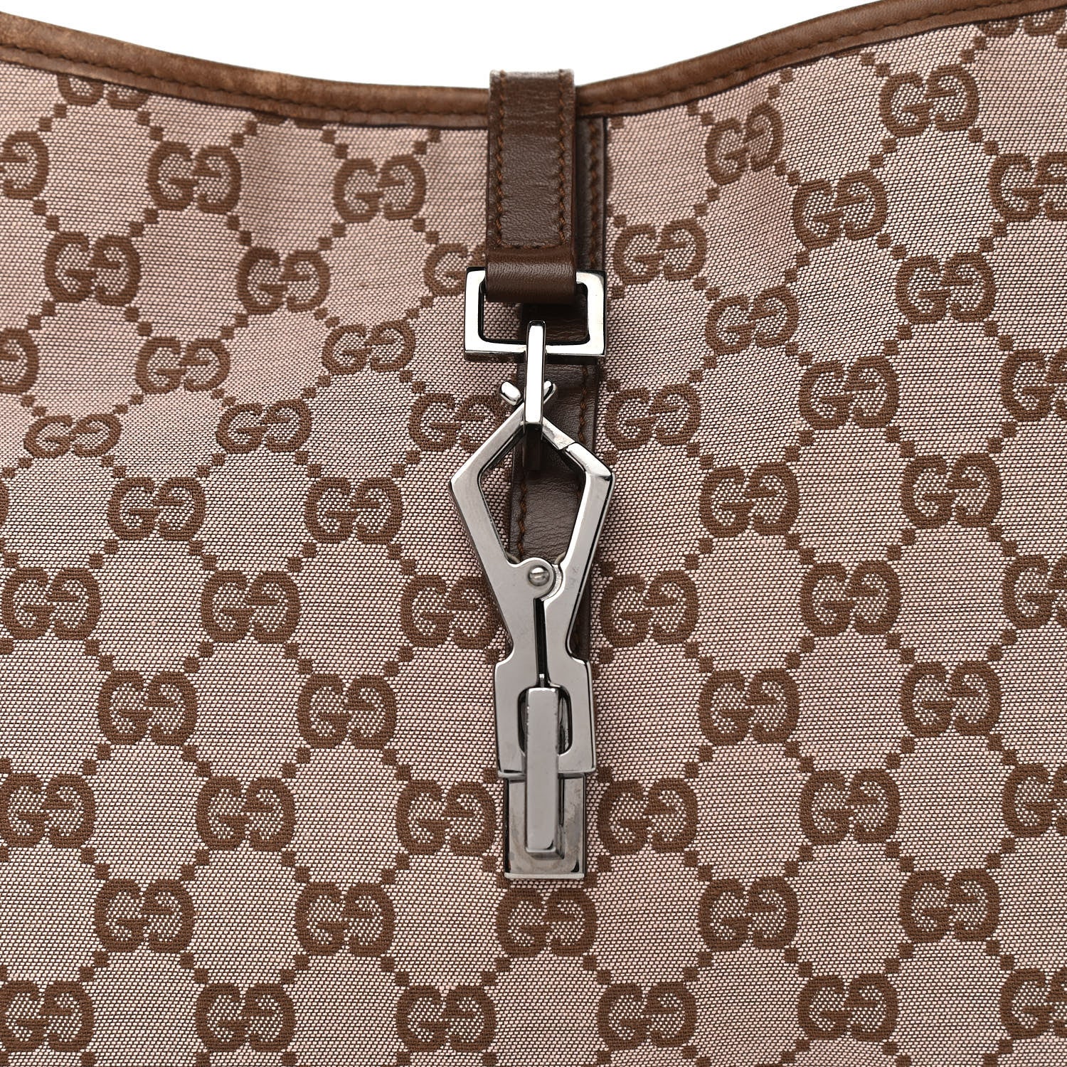 Gucci Monogram Lobster Clasp Jackie O Hobo Brown 8 of 12