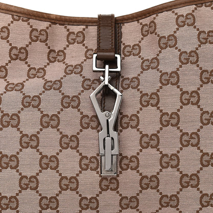 Gucci Monogram Lobster Clasp Jackie O Hobo Brown 8 of 12
