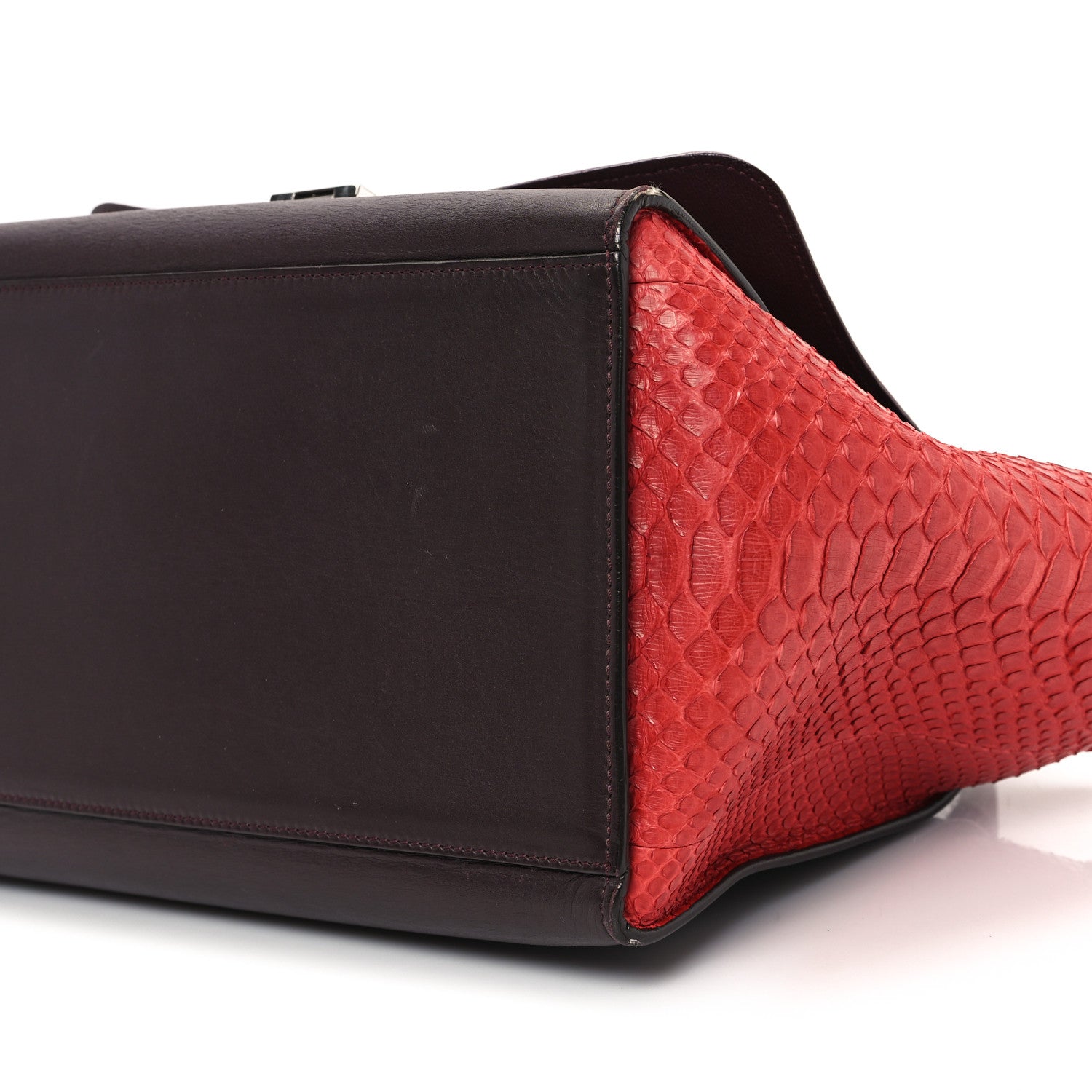 Celine Snakeskin Calfskin Medium Trapeze Wine 10 of 13