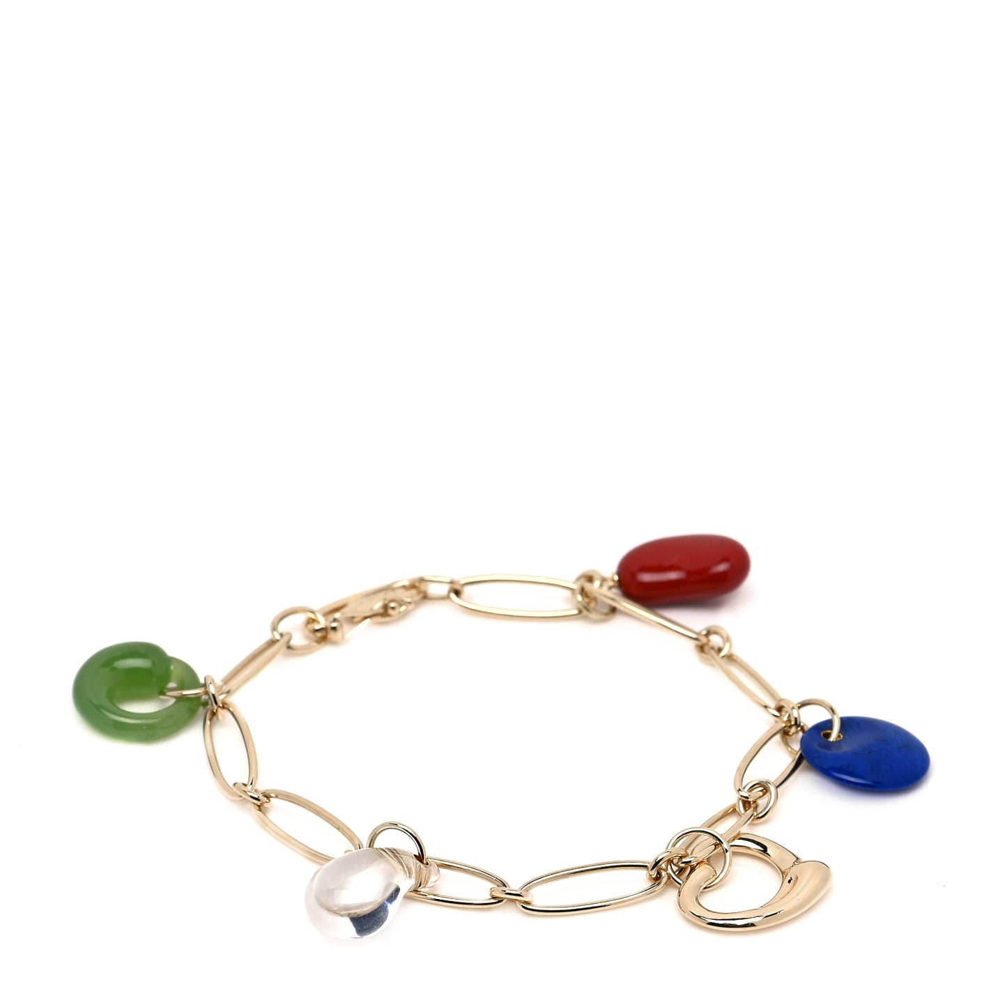 18K Yellow Gold Elsa Peretti Five Stone Charm Bracelet
