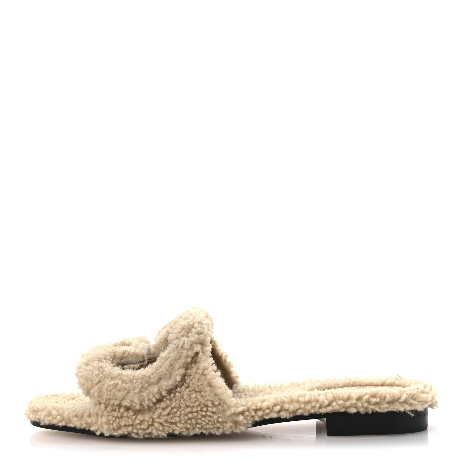 Gucci Shearling Interlocking G Cut Out Slide Sandals 37 Butterscotch 1 of 10