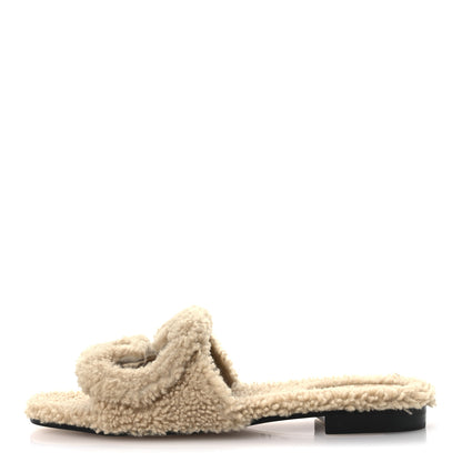 Gucci Shearling Interlocking G Cut Out Slide Sandals 37 Butterscotch 1 of 10