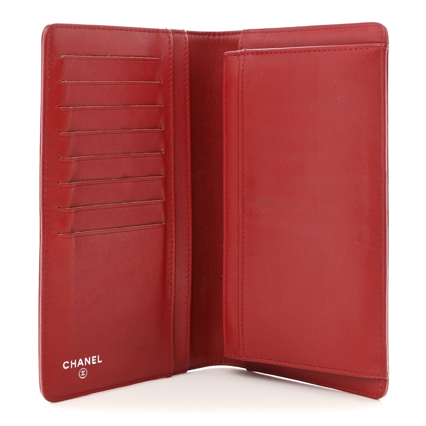 Patent Camellia Embossed Yen Wallet Red
