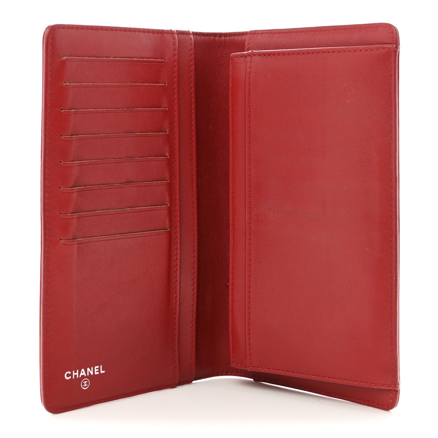 Chanel Patent Camellia Embossed Yen Wallet Red 5 of 9